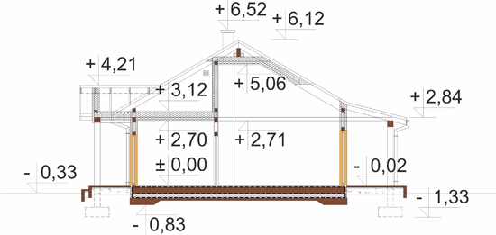 Projekt domu DM-6893. - przekrój