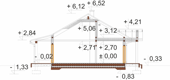 Projekt domu L-6893. - przekrój