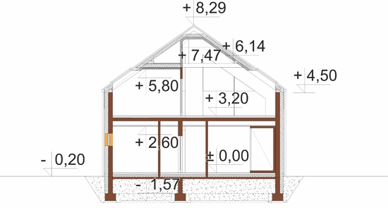 Projekt domu L-6901. - przekrój