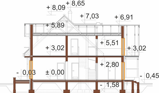Projekt domu DM-6345 - przekrój