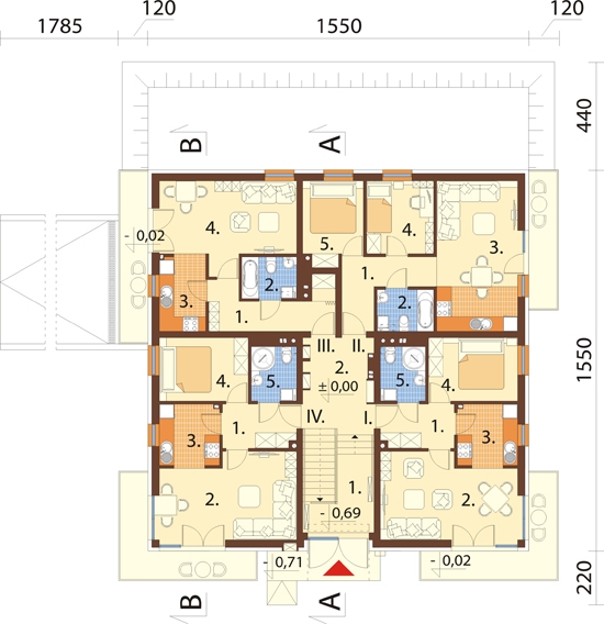 Projekt Domu Budynek Wielorodzinny, DM-6496 B, Pow. Uż. 1000.48 M2 ...