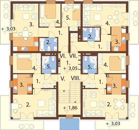 Projekt Domu Budynek Wielorodzinny, L-6496 B, Pow. Uż. 1000.48 M2 ...