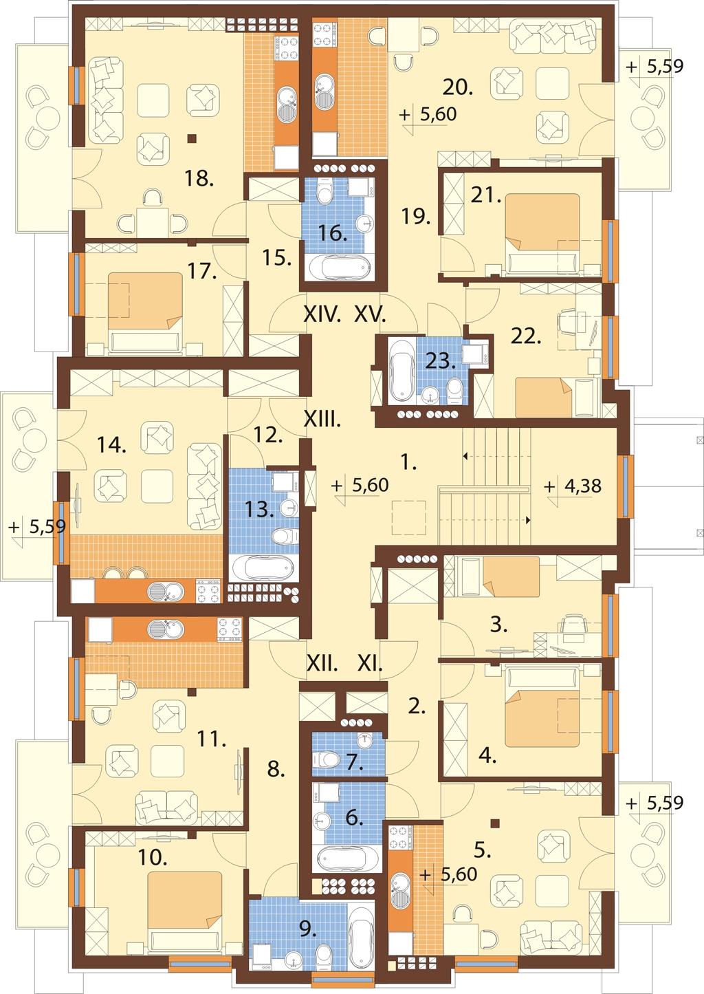 Projekt Domu BUDYNEK WIELORODZINNY, DM-6487, Pow. Uż. 965.82 M2 ...